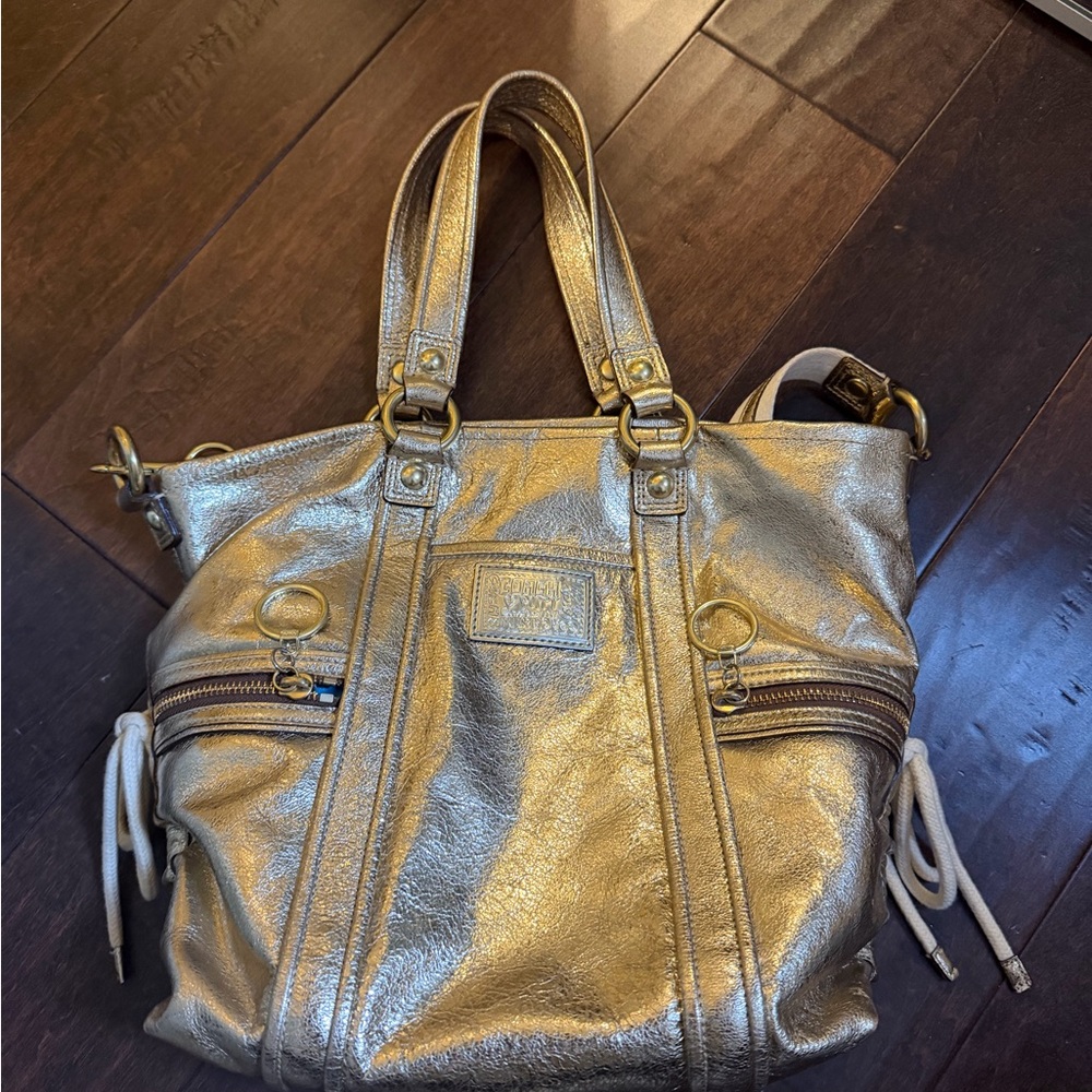 Coach Metallic Gold Poppy Leather Tote Bag